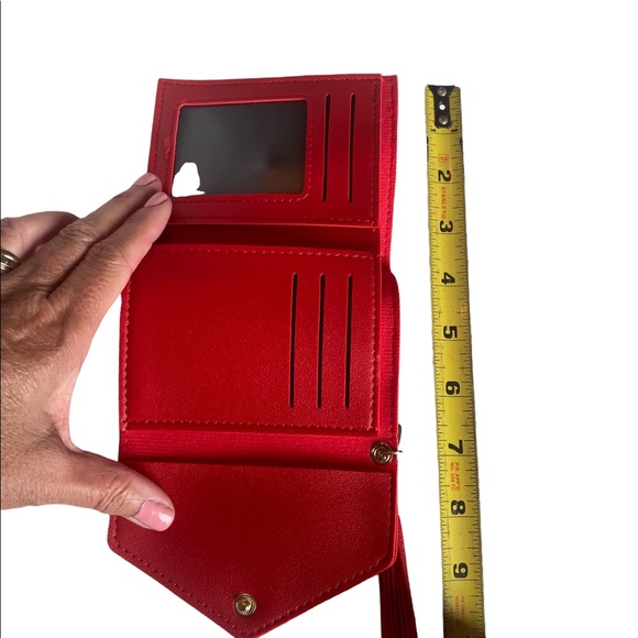 Faux Red Leather Mini Envelope Wallet - Picture 4 of 5